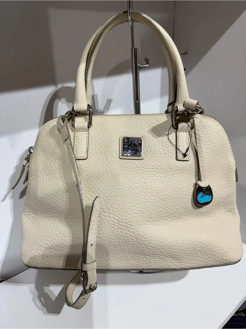Dooney & Bourke Cream Pebbled Leather Satchel